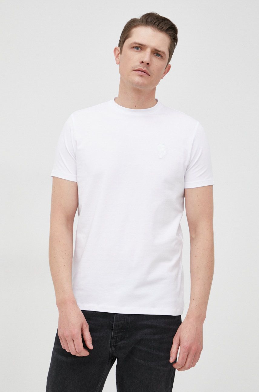 Karl Lagerfeld tricou barbati, culoarea alb, cu imprimeu Alb imagine noua