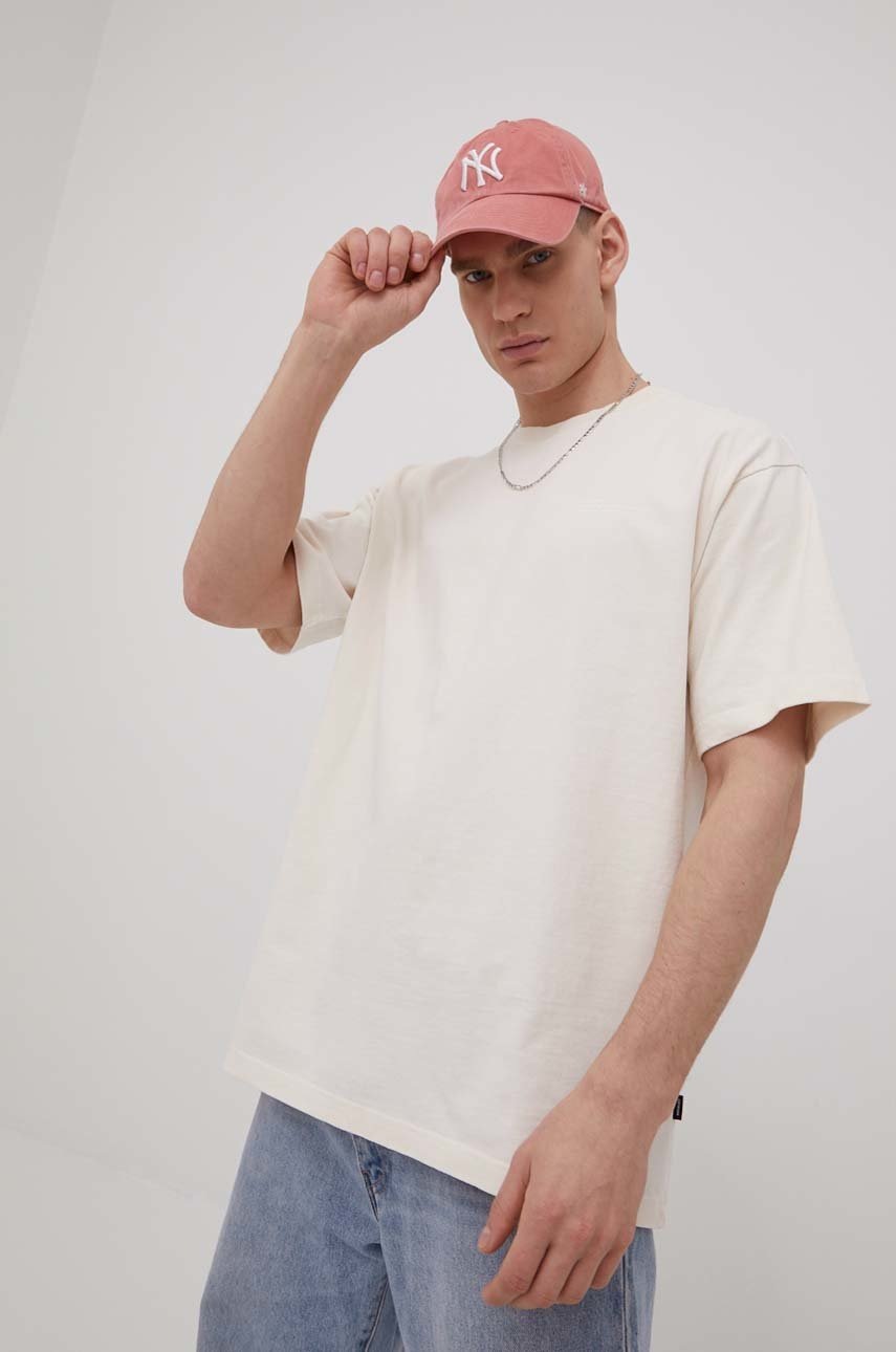 

Бавовняна футболка Dr. Denim колір бежевий однотонний