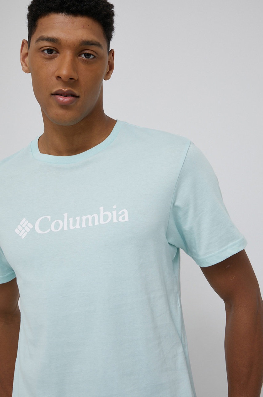 

Памучна тениска Columbia в тюркоазено с принт, Тюркоазен