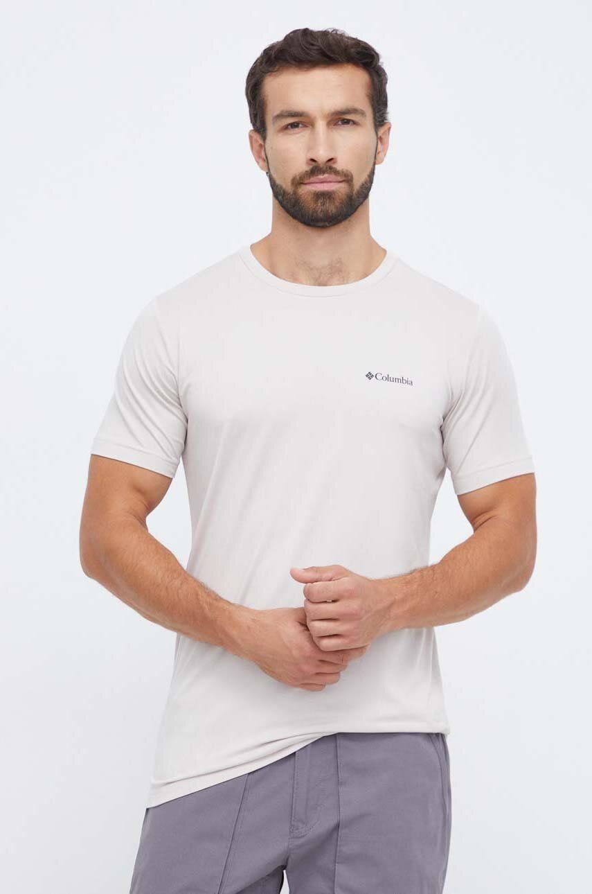 Sportovní triko Columbia béžová barva, s potiskem - béžová - 94 % Polyester