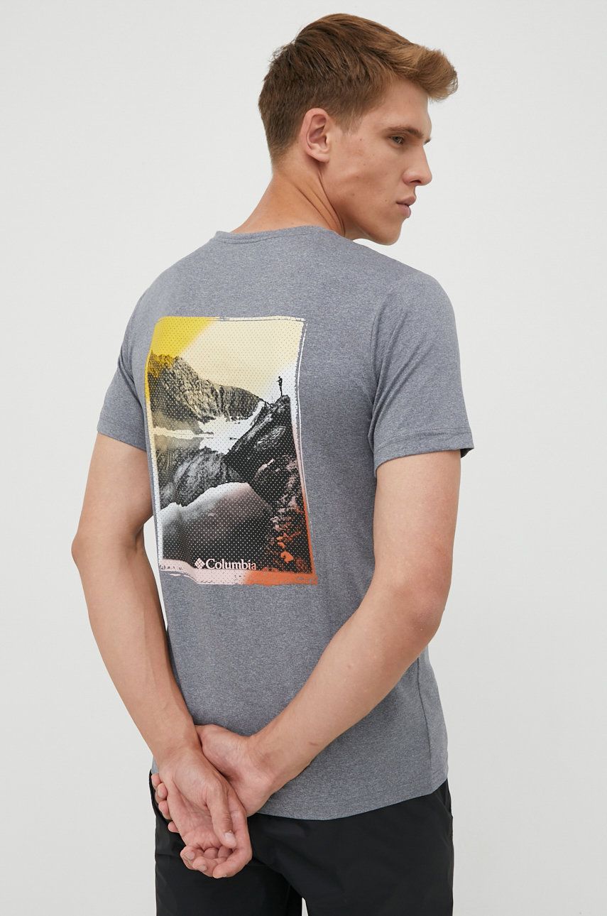 Columbia tricou sport Tech Trail Graphic , culoarea gri, cu imprimeu answear.ro imagine noua