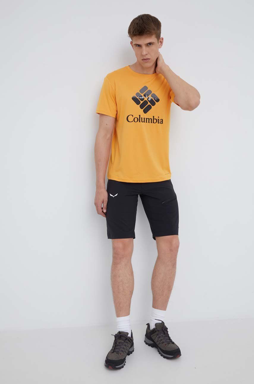 Columbia tricou sport Zero Ice Cirro-cool culoarea portocaliu, cu imprimeu