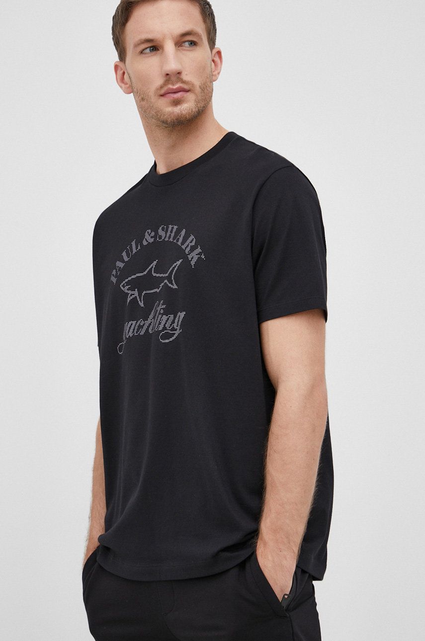 Paul&Shark tricou din bumbac culoarea negru, cu imprimeu answear.ro