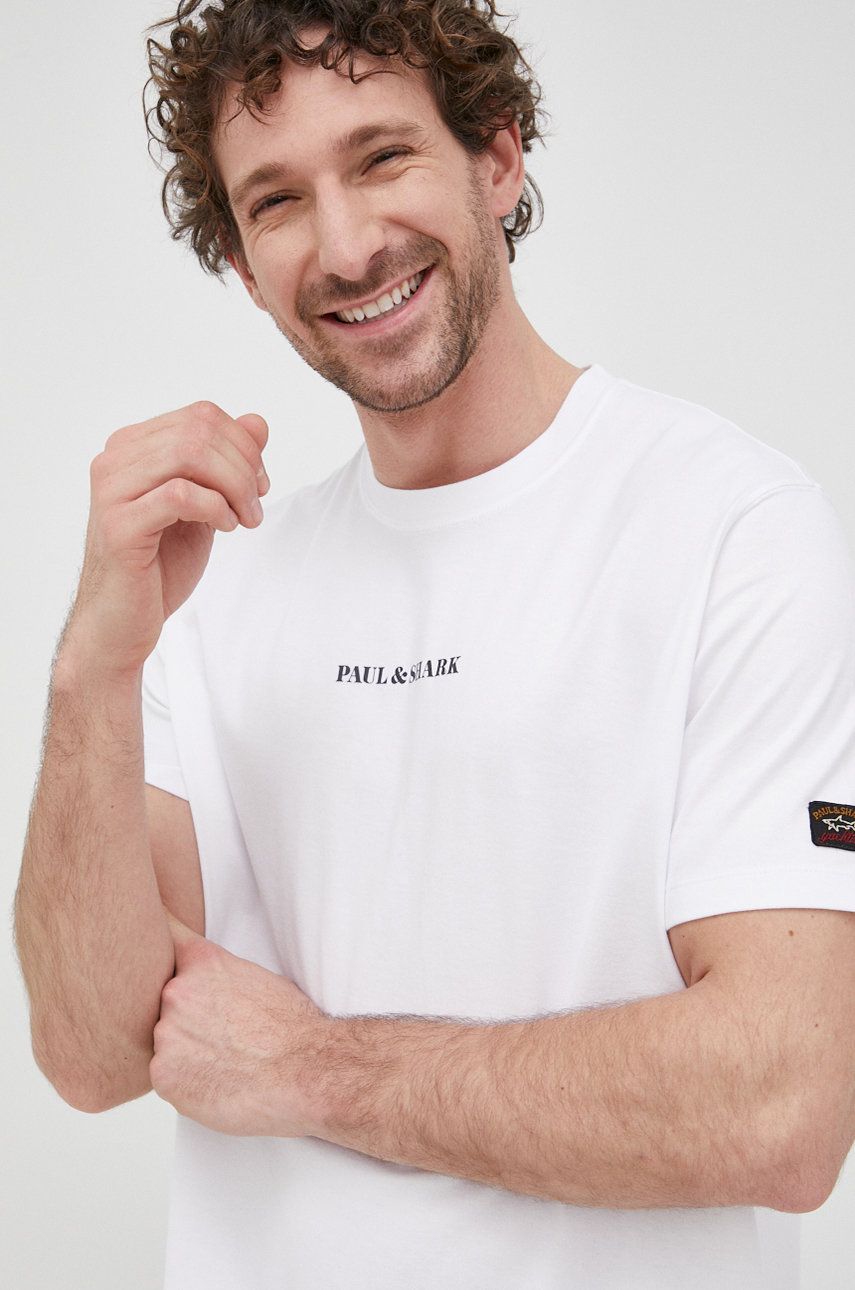 Paul&Shark tricou din bumbac culoarea alb, cu imprimeu answear.ro