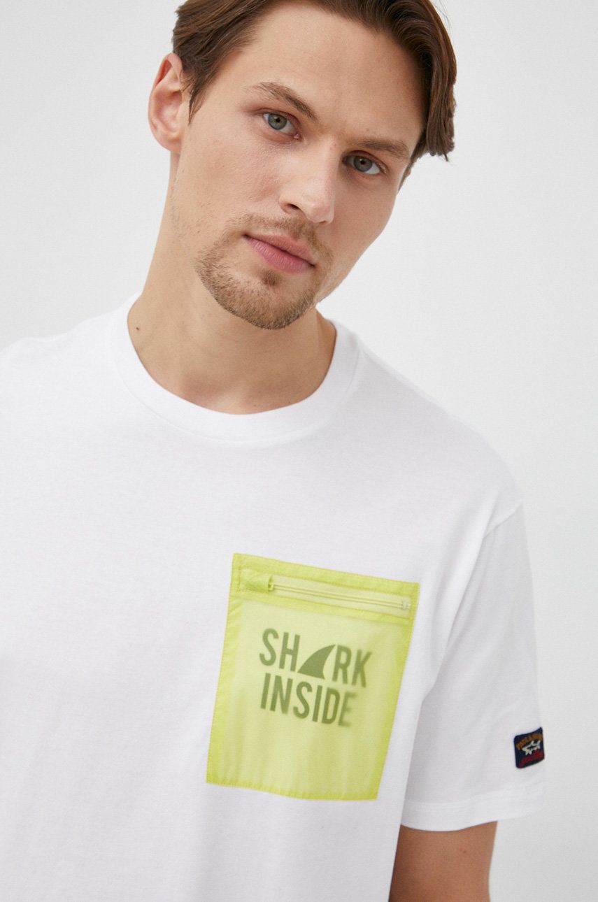 Paul&Shark t-shirt bawełniany kolor biały gładki
