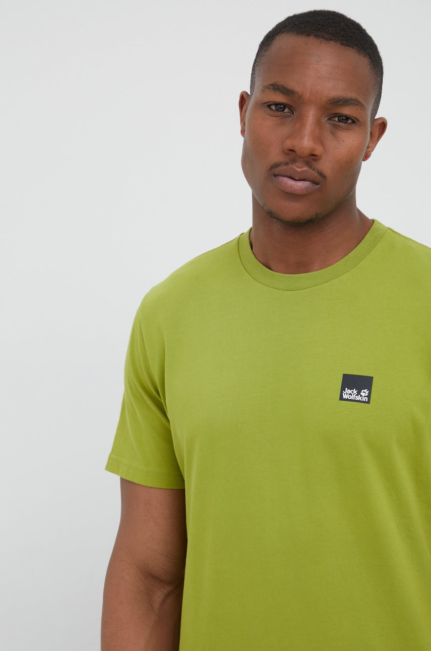Jack Wolfskin tricou din bumbac culoarea verde, cu imprimeu