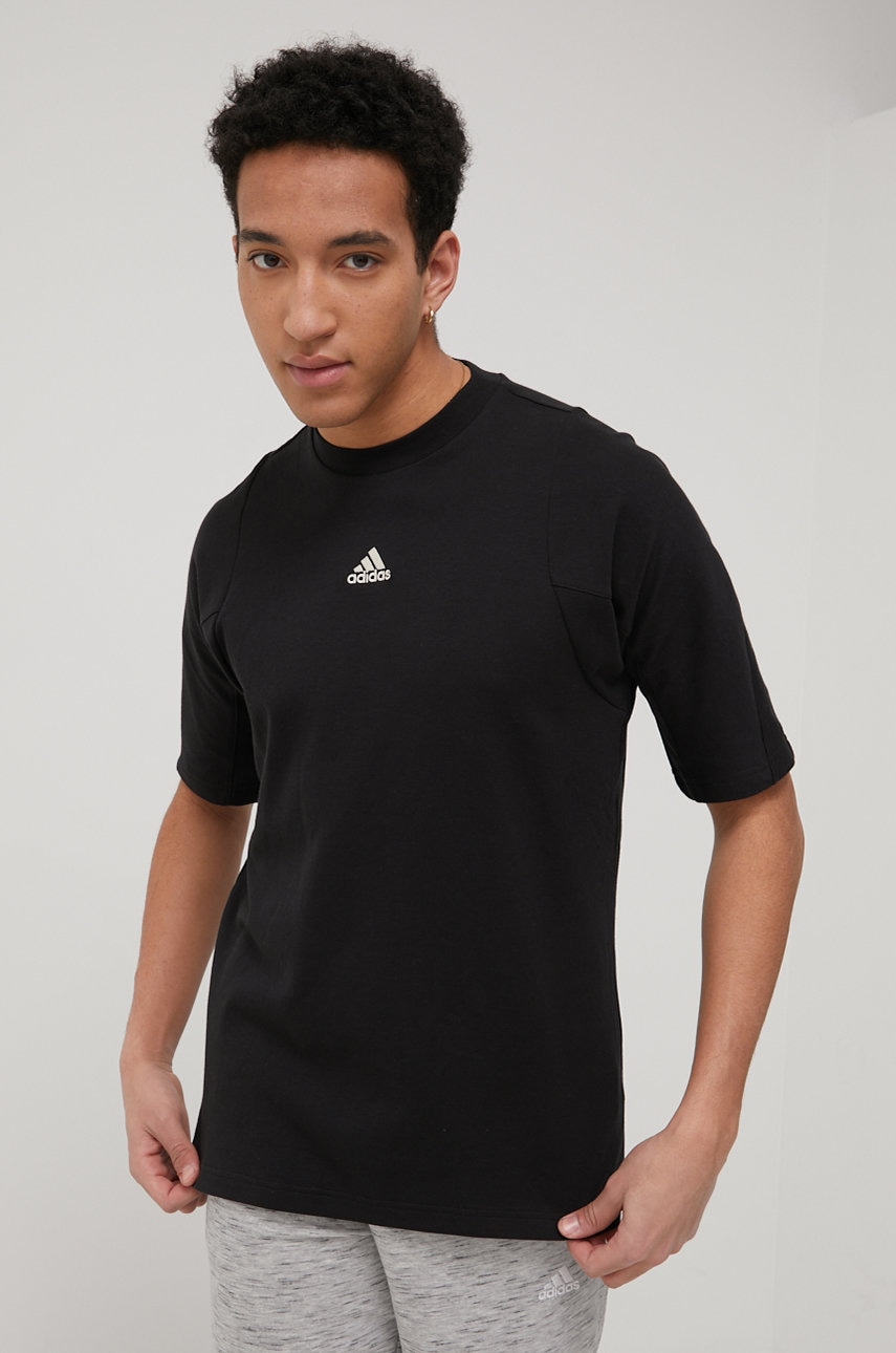 Adidas performance tricou barbati, culoarea negru, neted