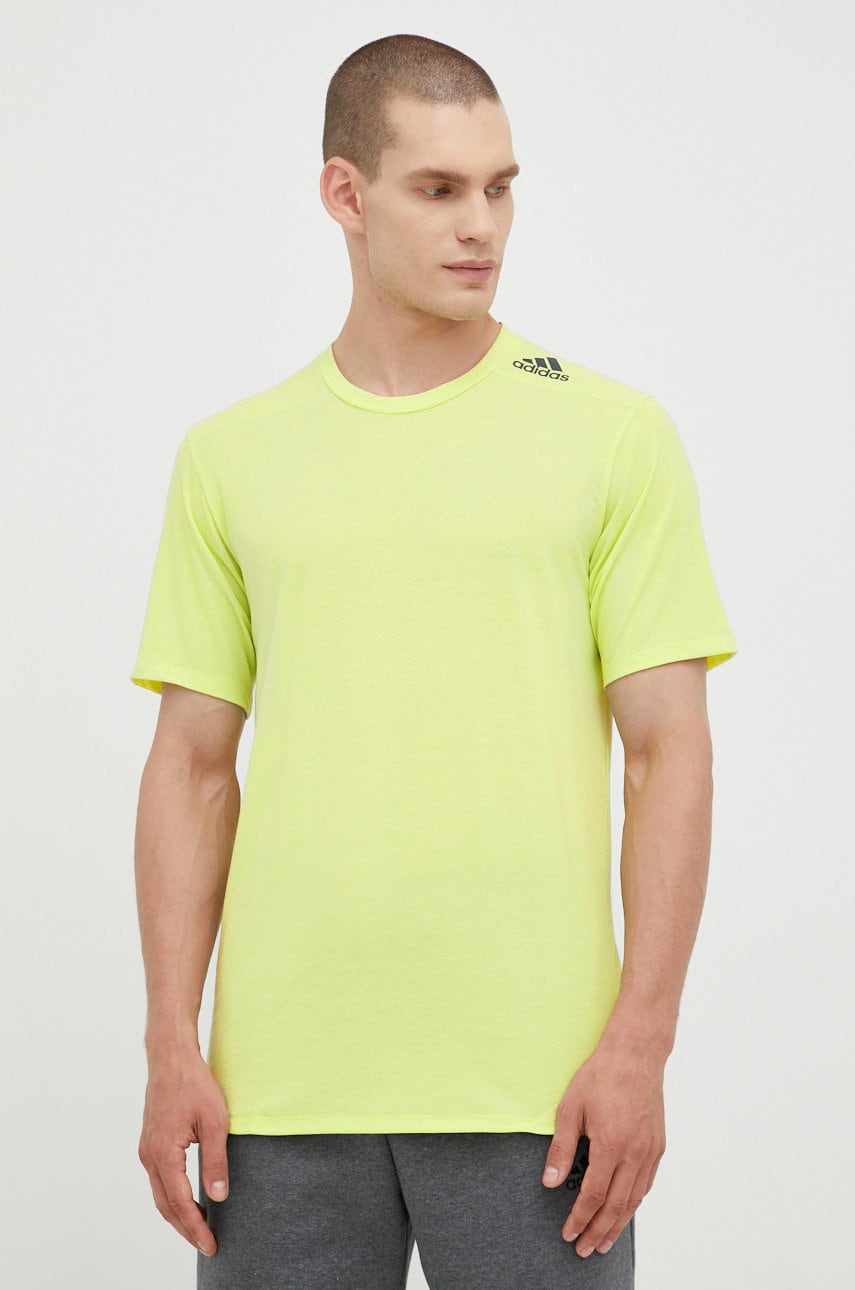Adidas performance tricou de antrenament designed for training culoarea verde, neted