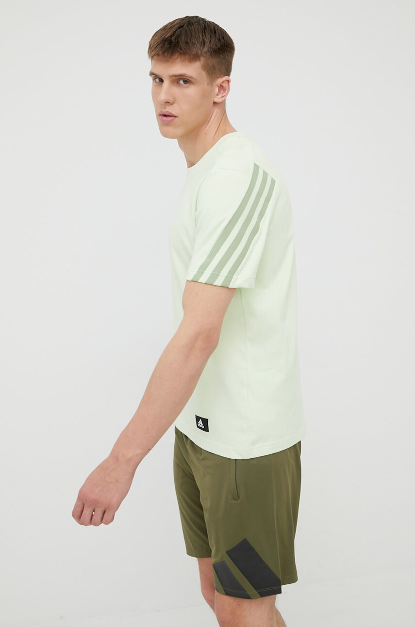 Adidas performance tricou hc5243 barbati, culoarea verde, neted