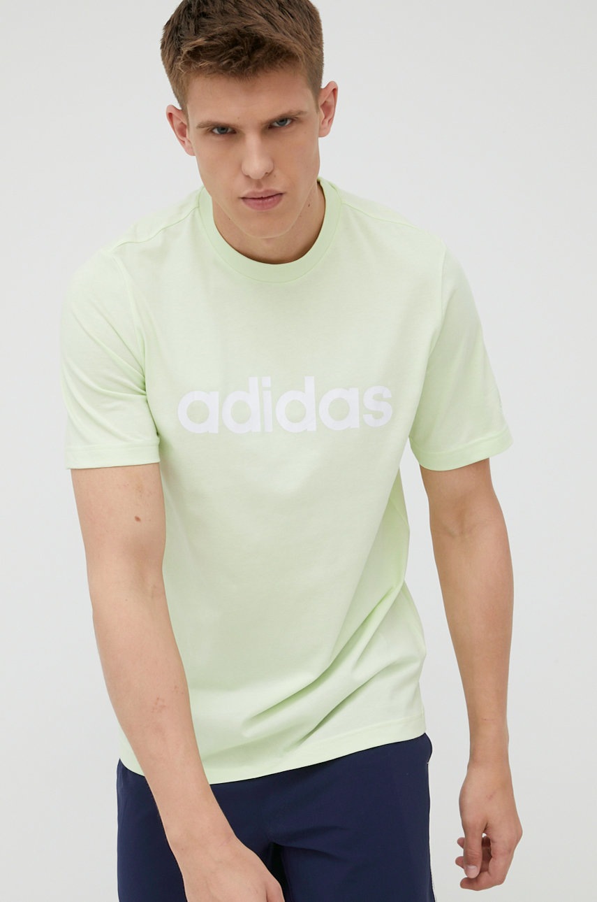

Памучна тениска adidas HE1825 в зелено с принт, Зелен