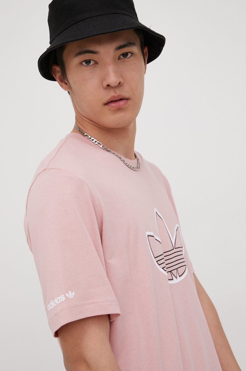 Adidas Originals t-shirt bawełniany HE4681 kolor różowy z nadrukiem