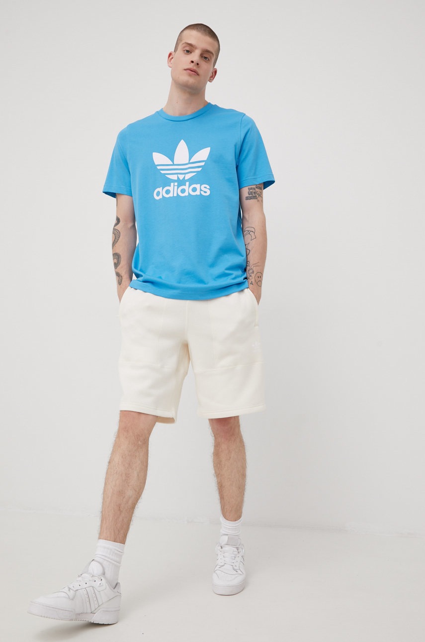 

Хлопковая футболка adidas Originals Adicolor HE9513 цвет бирюзовый с принтом