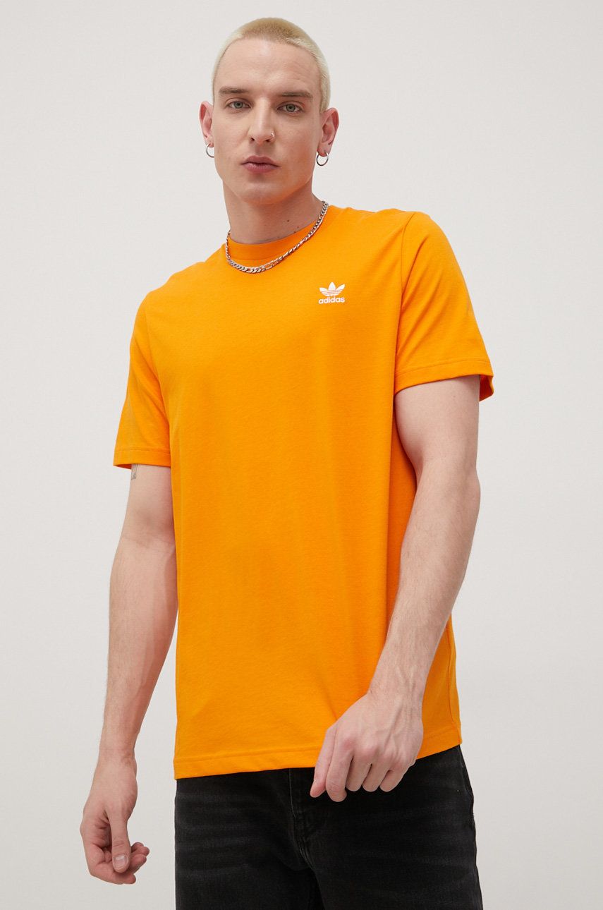 adidas Originals t-shirt bawełniany kolor pomarańczowy gładki