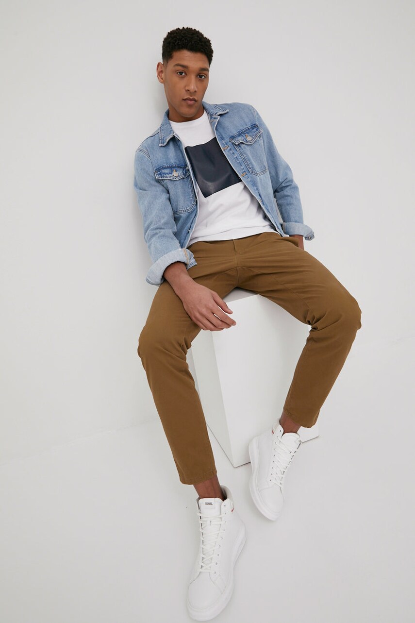 Solid tricou din bumbac culoarea alb, cu imprimeu