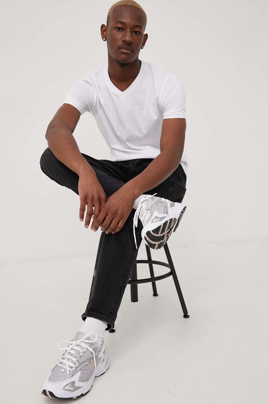 Solid tricou din bumbac culoarea alb, neted