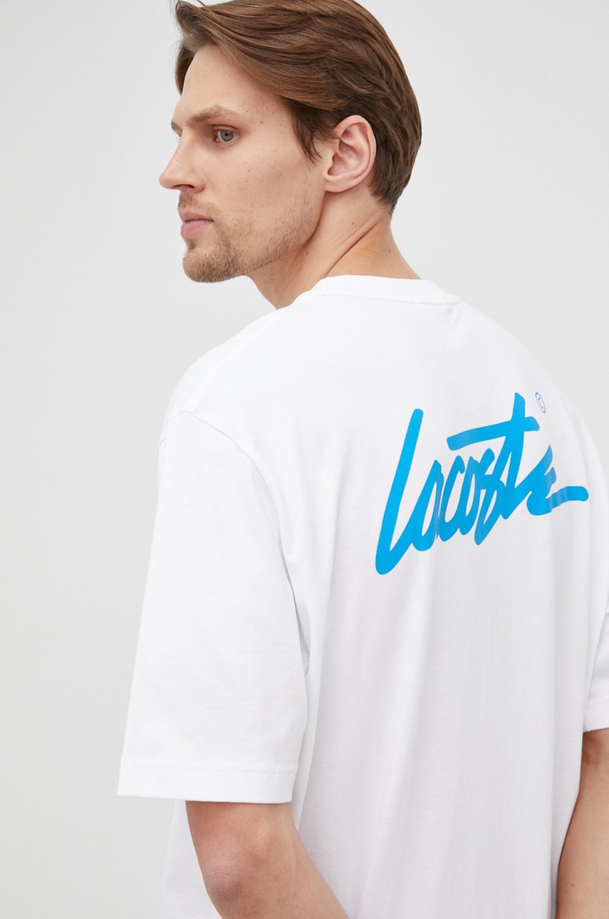 

Тениска Lacoste мъжки в бяло с принт, Бял