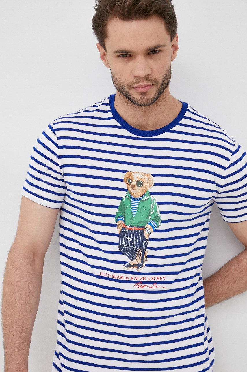 

Памучна тениска Polo Ralph Lauren в бяло с принт, Бял