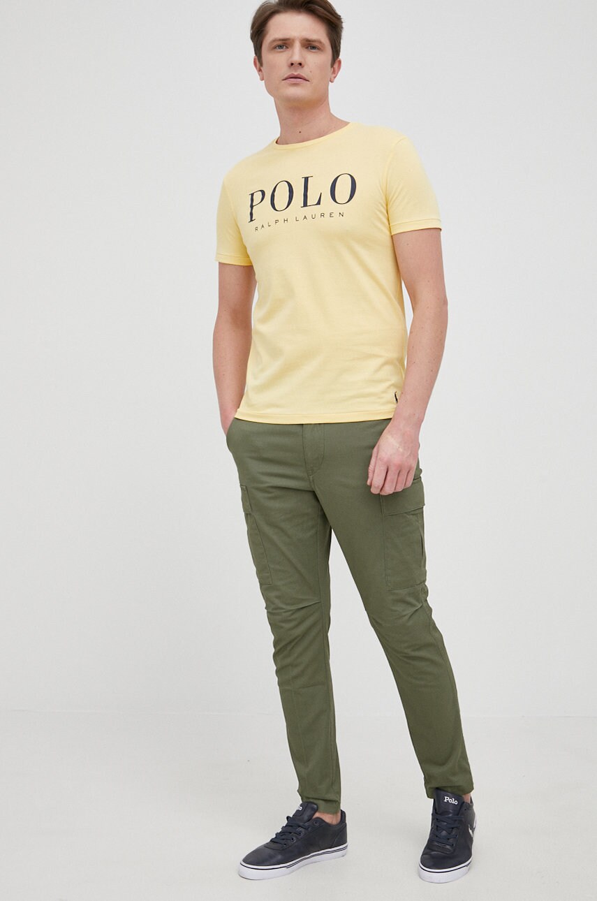 

Хлопковая футболка Polo Ralph Lauren цвет жёлтый однотонный