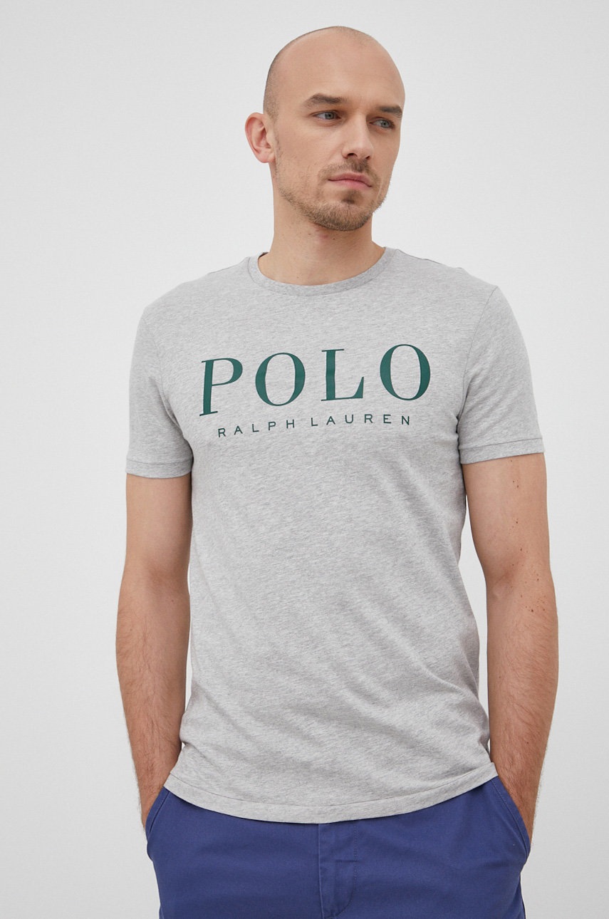 

Хлопковая футболка Polo Ralph Lauren цвет серый с принтом