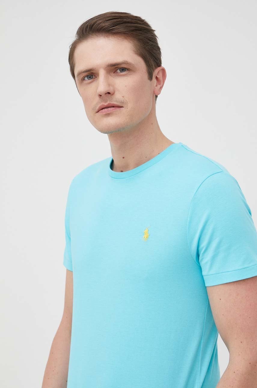 

Памучна тениска Polo Ralph Lauren с изчистен дизайн, Син