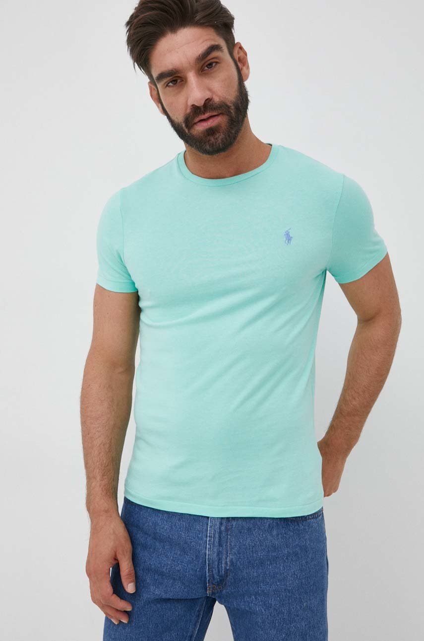 

Памучна тениска Polo Ralph Lauren в зелено с изчистен дизайн, Зелен