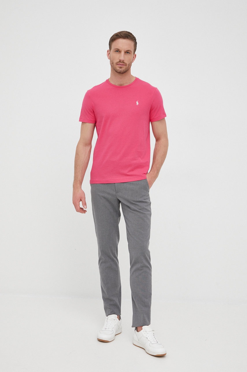 

Хлопковая футболка Polo Ralph Lauren цвет розовый однотонный