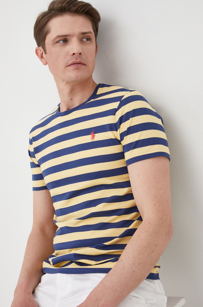 

Памучна тениска Polo Ralph Lauren в жълто с десен, Жълт