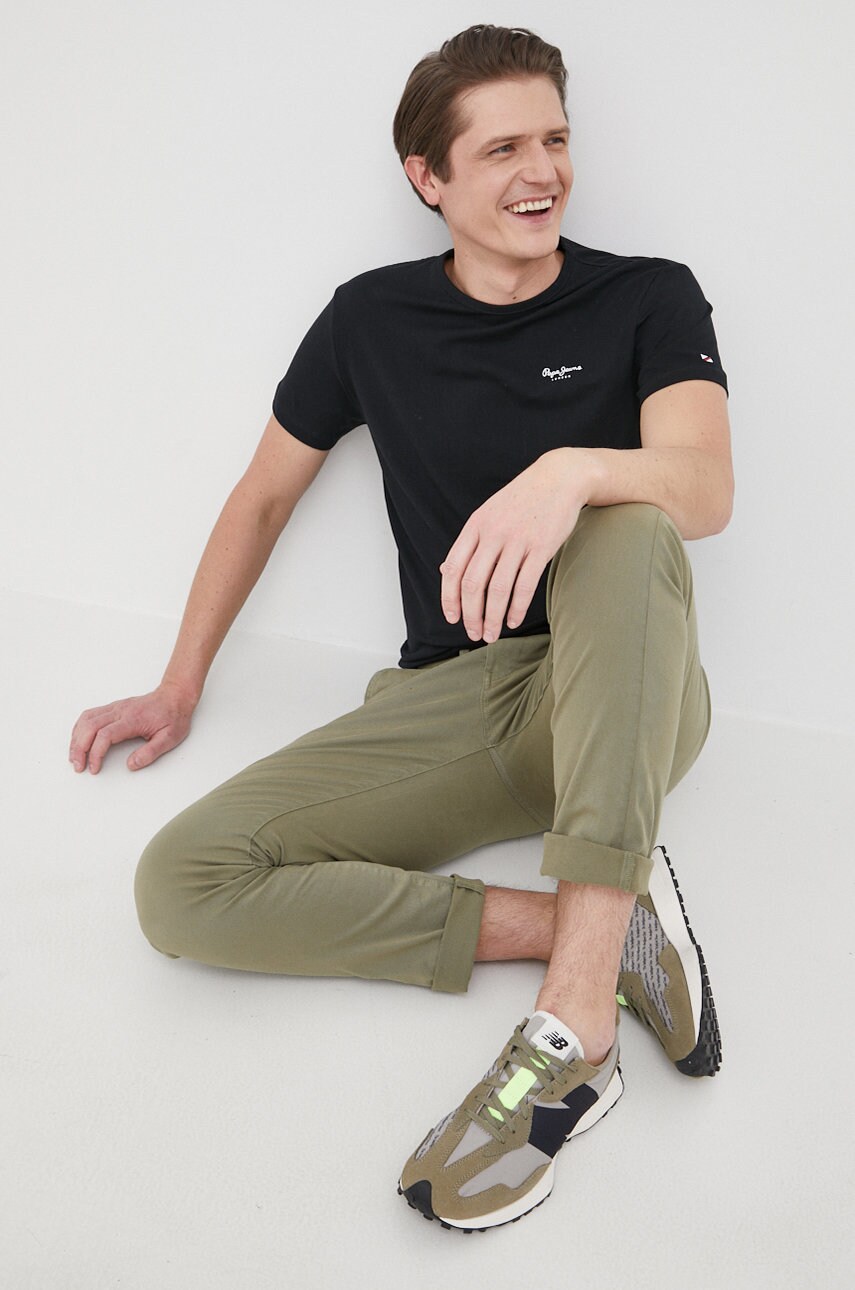 Pepe jeans tricou original basic 3 n barbati, culoarea negru, cu imprimeu