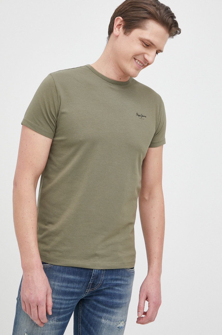 

Памучна тениска Pepe Jeans Original Basic 3 N в зелено с принт, Зелен
