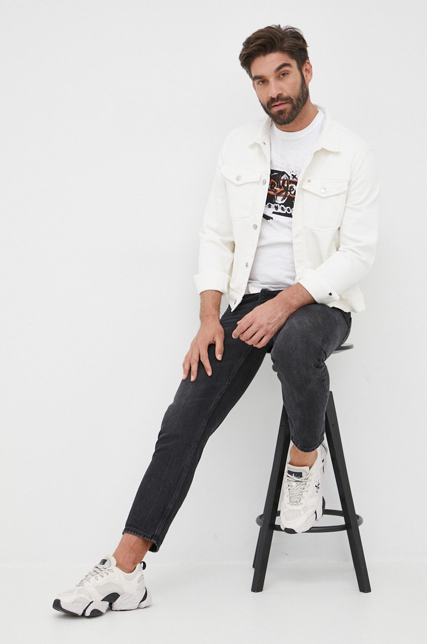 

Бавовняна футболка Pepe Jeans Amersham N колір білий з принтом