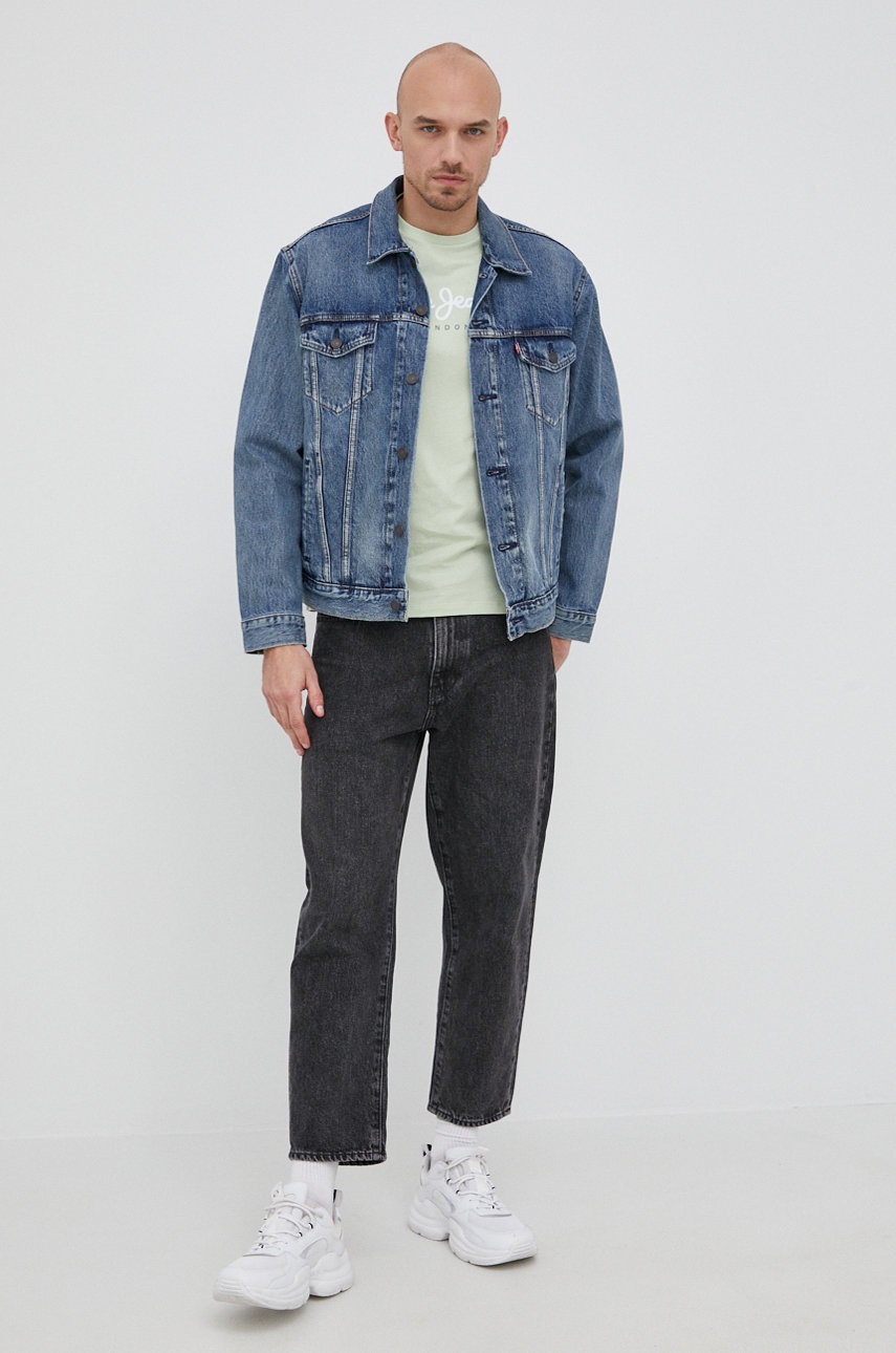 

Хлопковая футболка Pepe Jeans Eggo N цвет зелёный с принтом