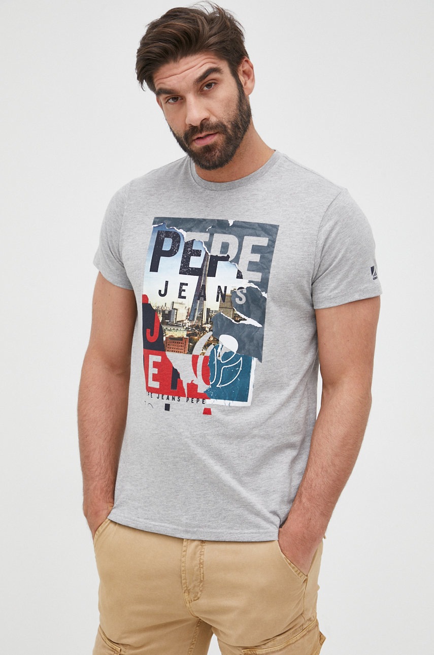

Тениска Pepe Jeans Ainsley мъжка в меланж на сиво, Сив