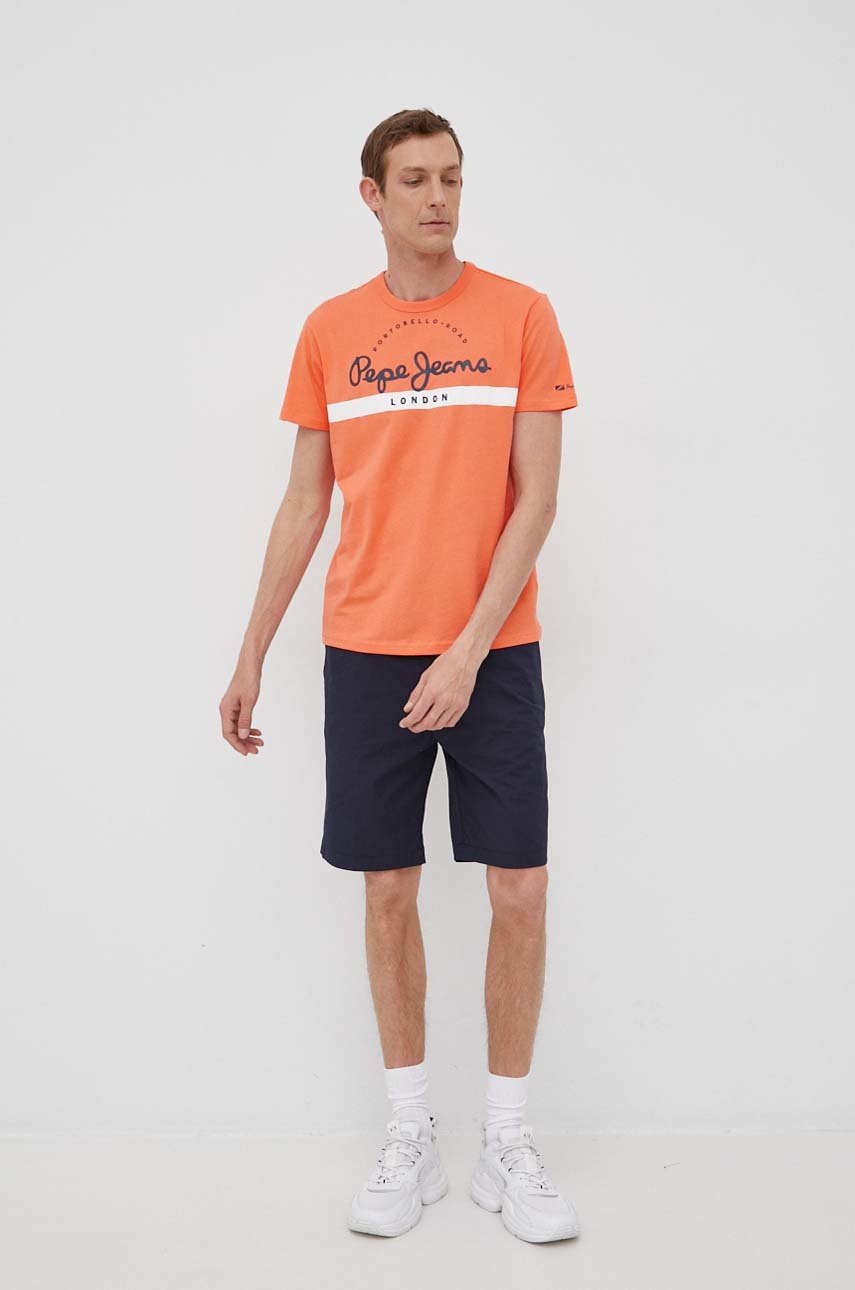 

Бавовняна футболка Pepe Jeans Abrel колір помаранчевий з принтом