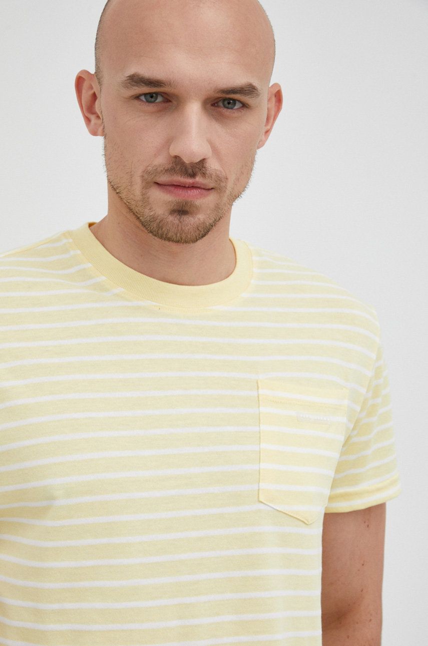 Pepe Jeans t-shirt Adone męski kolor żółty wzorzysty