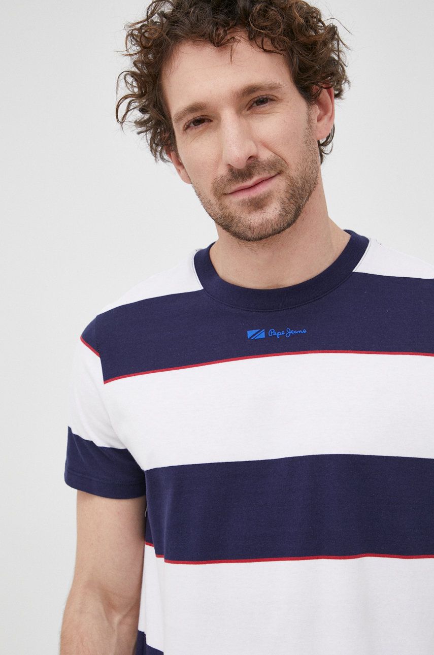 Pepe Jeans tricou din bumbac Aedan culoarea alb, cu imprimeu