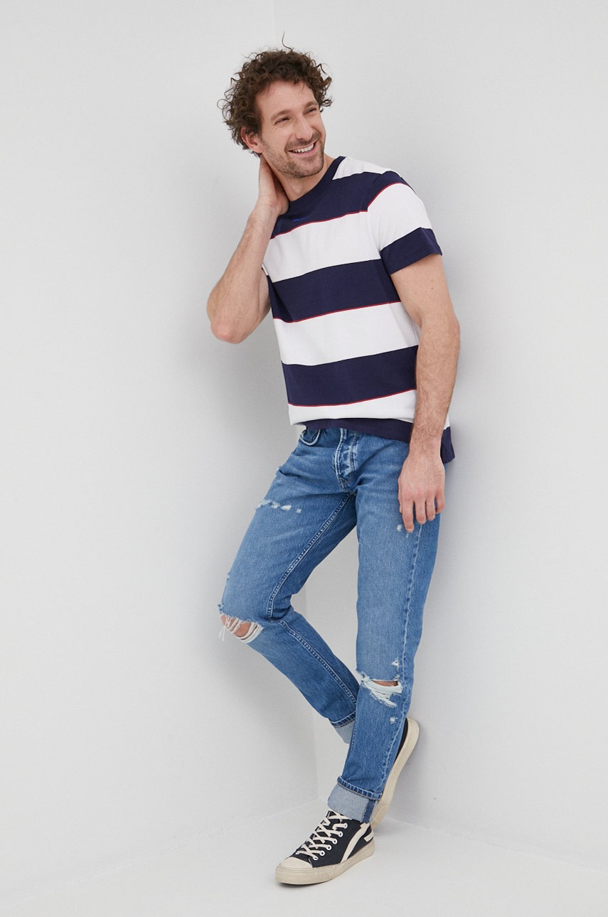 

Бавовняна футболка Pepe Jeans Aedan колір білий з принтом