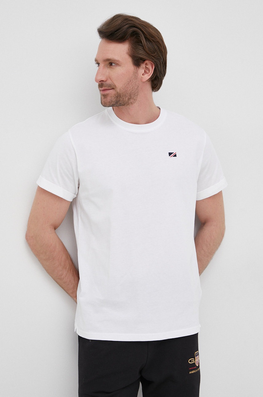 

Памучна тениска Pepe Jeans Ackley в бяло с принт, Бял