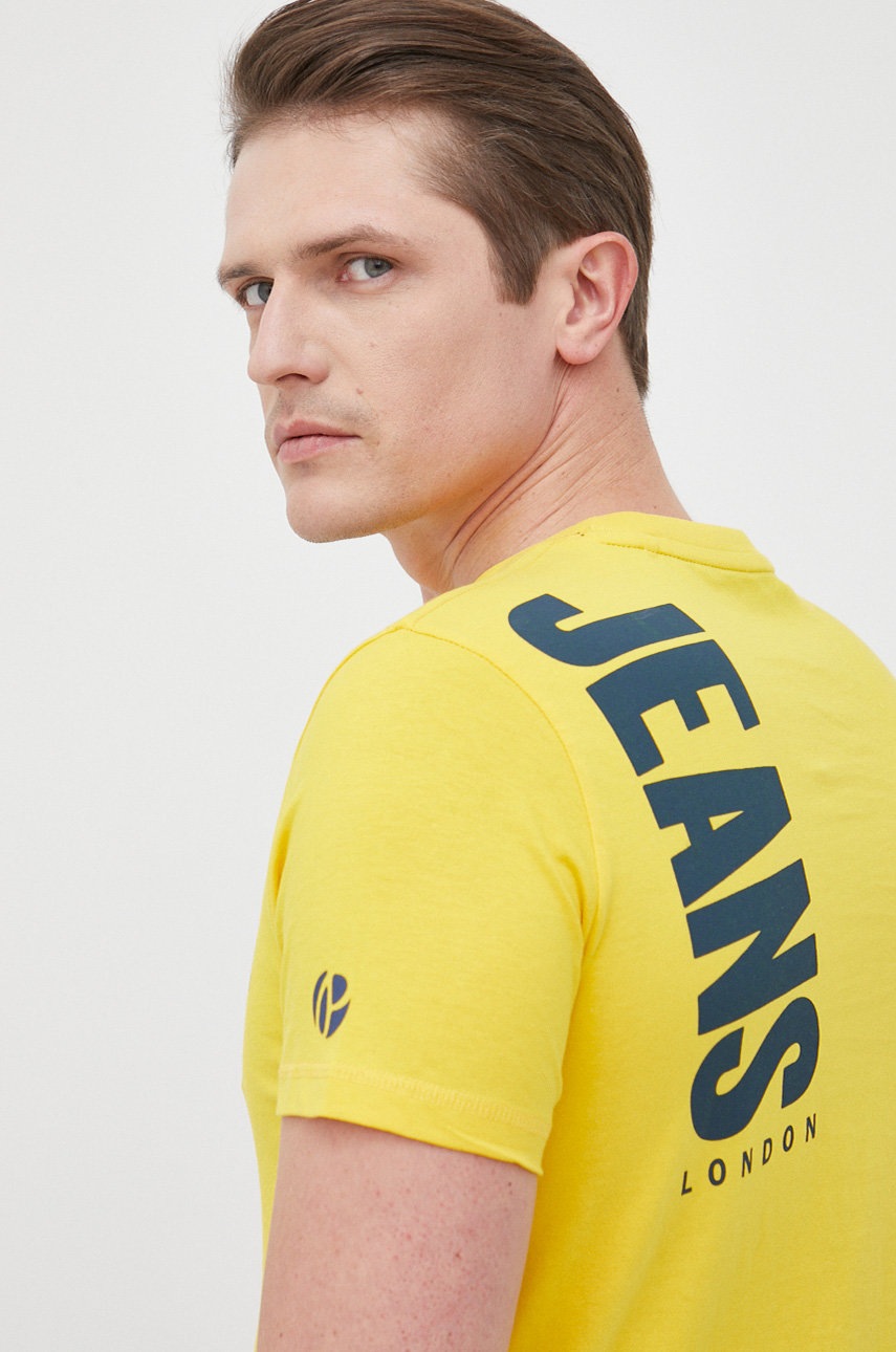 

Памучна тениска Pepe Jeans Aerol в жълто с принт, Жълт