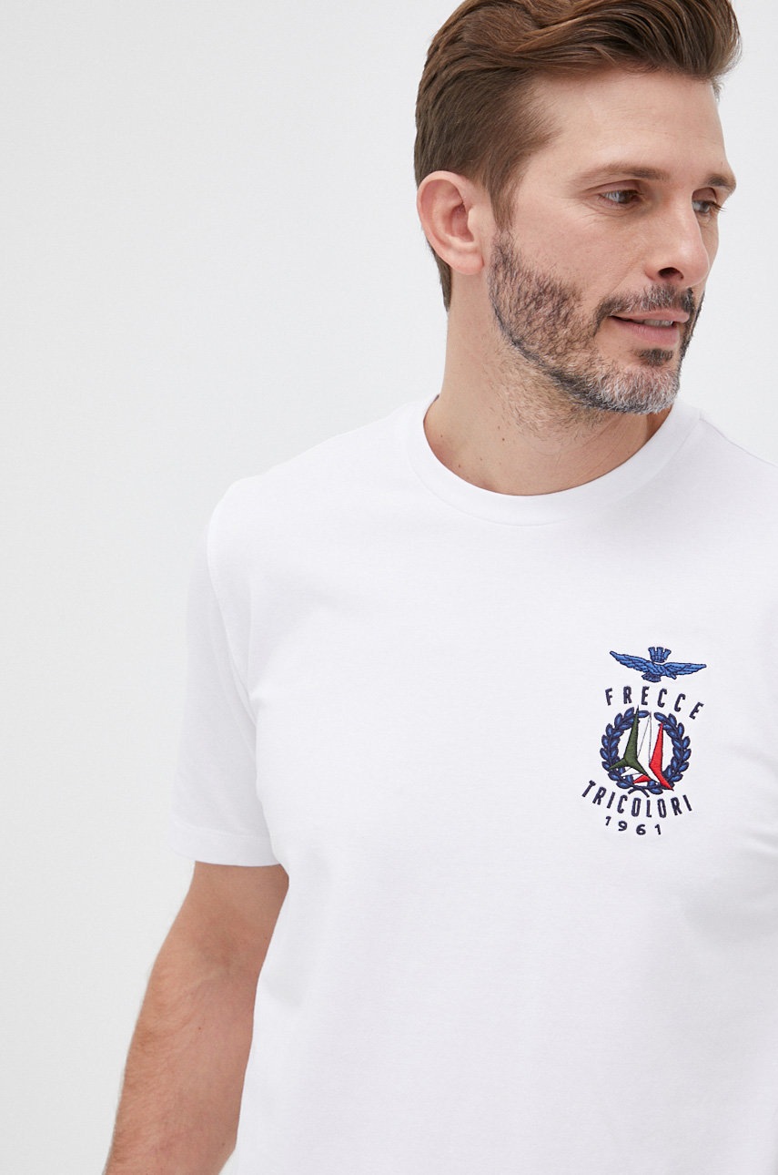 

Тениска Aeronautica Militare мъжки в бяло с апликация, Бял