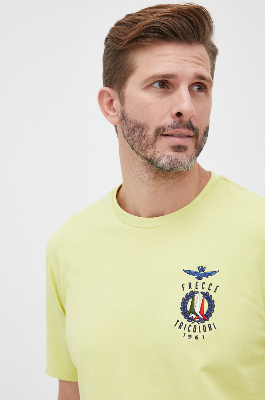 Aeronautica militare tricou barbati, culoarea galben, cu imprimeu