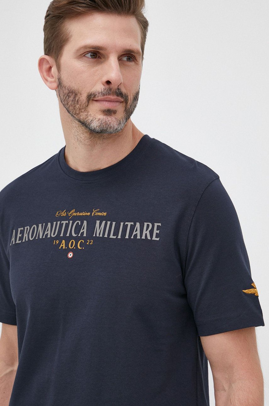 Aeronautica Militare tricou barbati, culoarea albastru marin, cu imprimeu