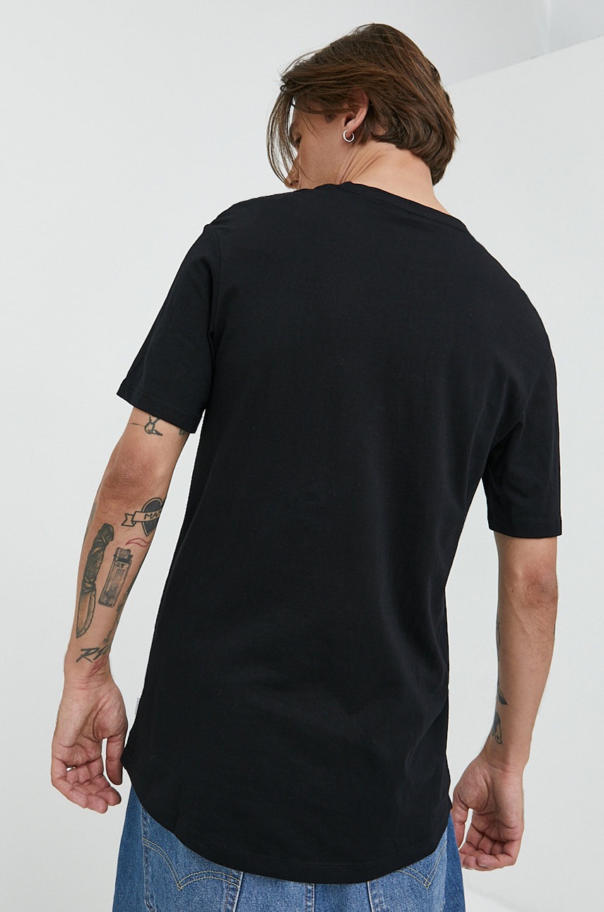 

Хлопковая футболка Jack & Jones цвет чёрный с аппликацией