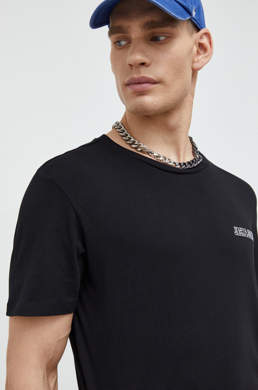 Jack & jones tricou din bumbac barbati, culoarea negru, neted