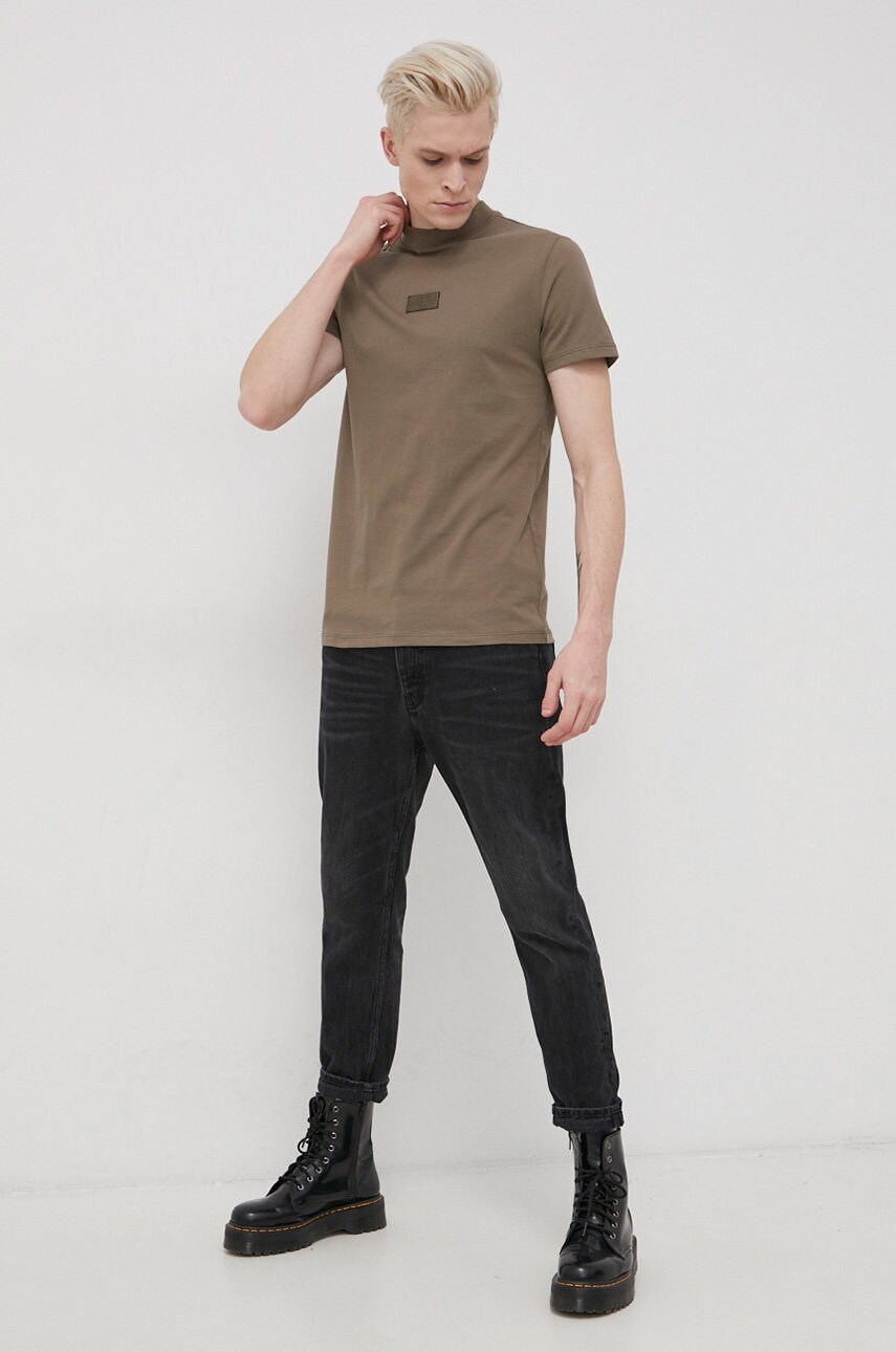 

Хлопковая футболка Premium by Jack&Jones цвет зелёный с аппликацией