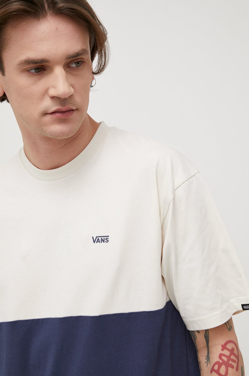 

Памучна тениска Vans в тъмносиньо с принт, Тъмносин