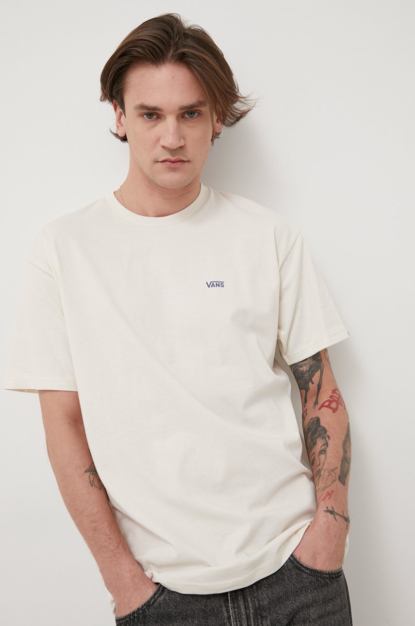 

Памучна тениска Vans в бежово с принт, Бежов