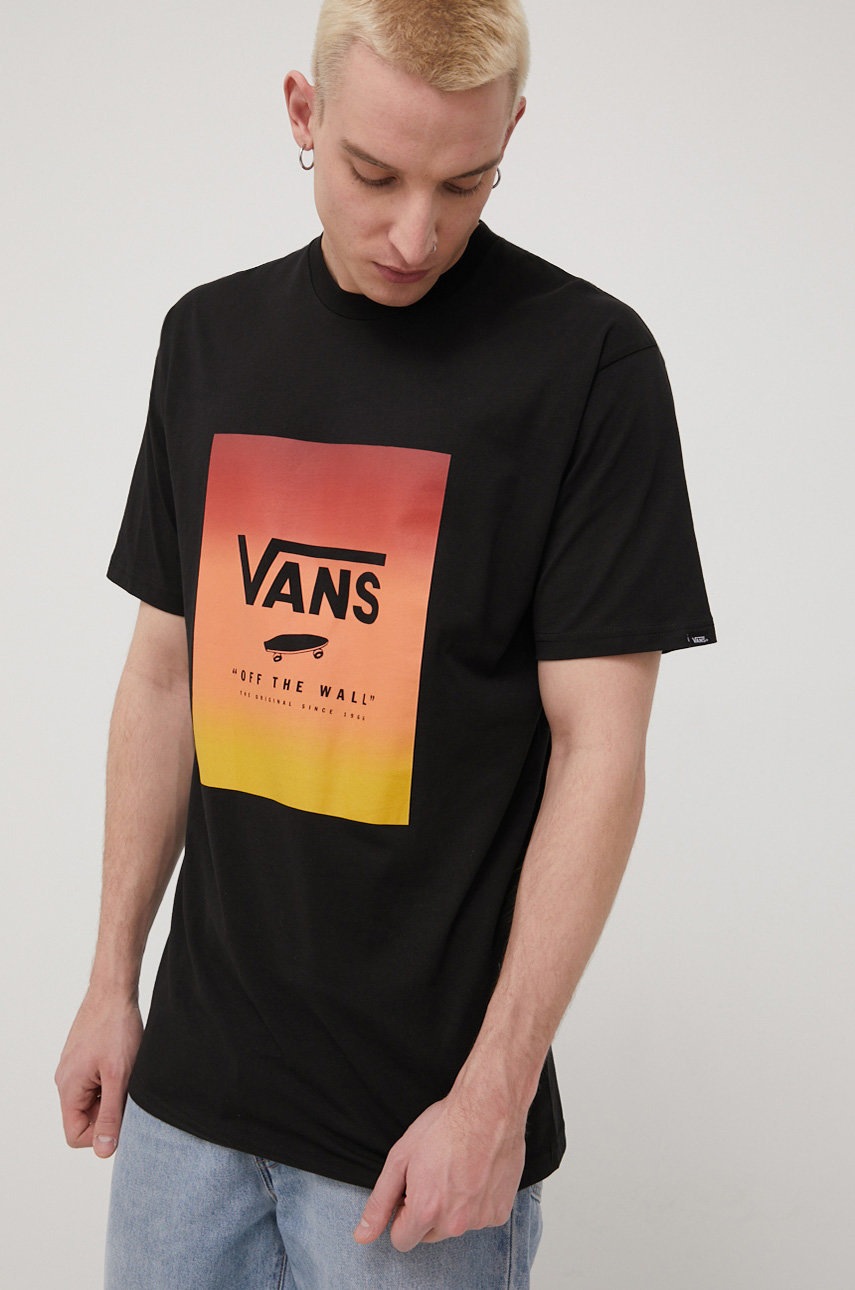 Vans t-shirt bawełniany kolor czarny z nadrukiem