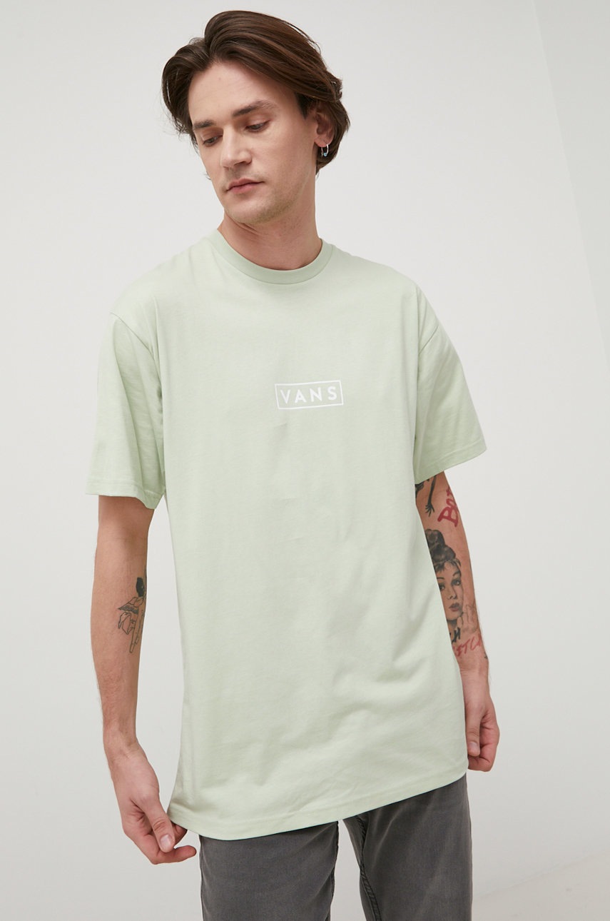 

Памучна тениска Vans в зелено с принт, Зелен