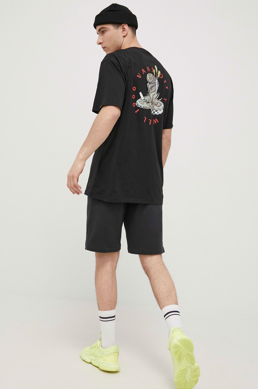 Vans t-shirt bawełniany kolor czarny z nadrukiem