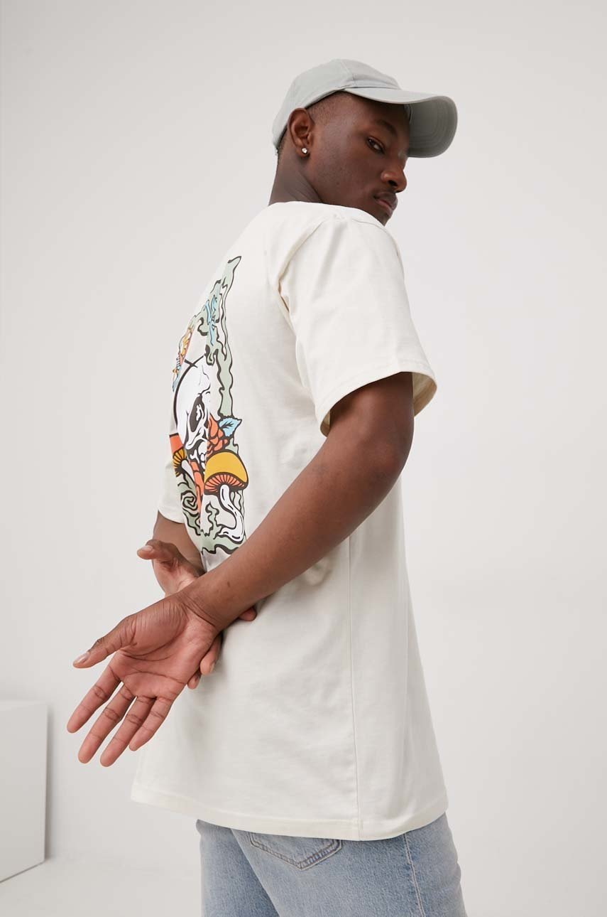Vans t-shirt bawełniany kolor beżowy z nadrukiem